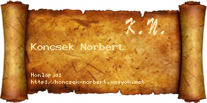 Koncsek Norbert névjegykártya